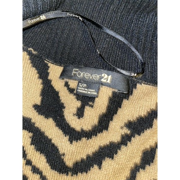 Forever 21 Tiger Cheetah Print Shawl Cardigan Knit Sweater Open Front Small HTF - Picture 9 of 9
